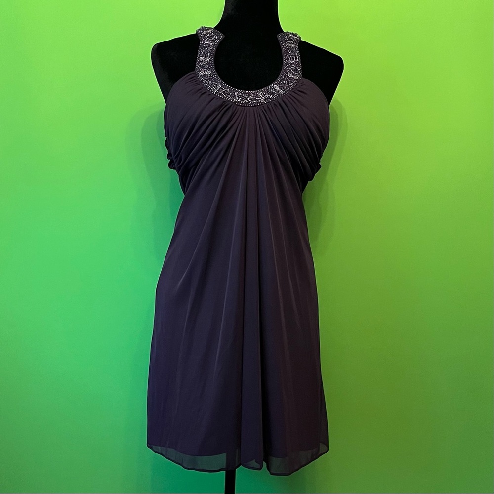 Xscape romantic dark purple Formal Prom Cocktail Date Night Dress, Size 4p